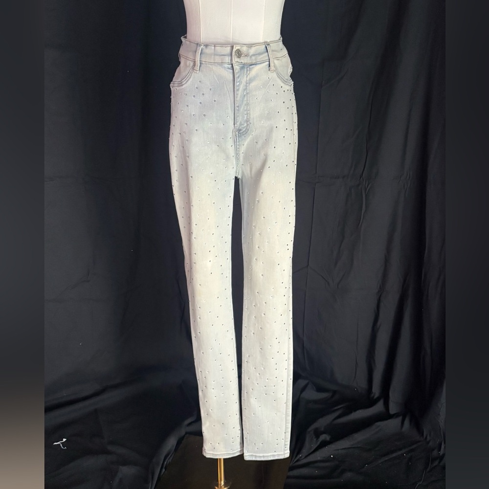 AKIRA Light High Rise rhinestone Jeans